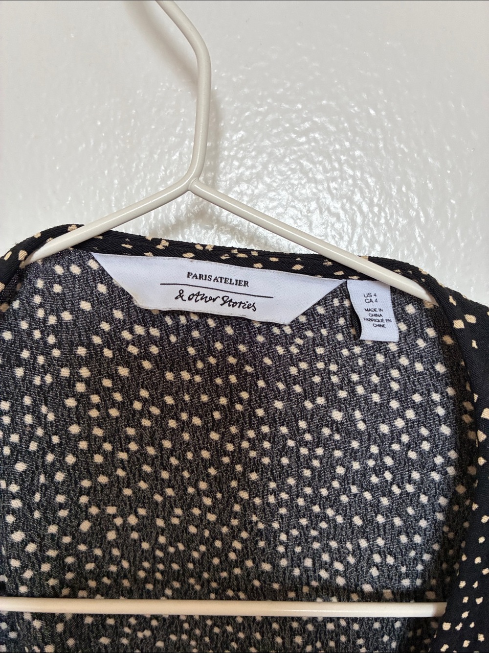 Women’s Black Polka Dot Wrap Top with Tie - Picture 3 of 3